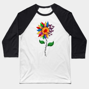 Accept Understand Love Flower Butterfly Autism Awareness Baseball T-Shirt